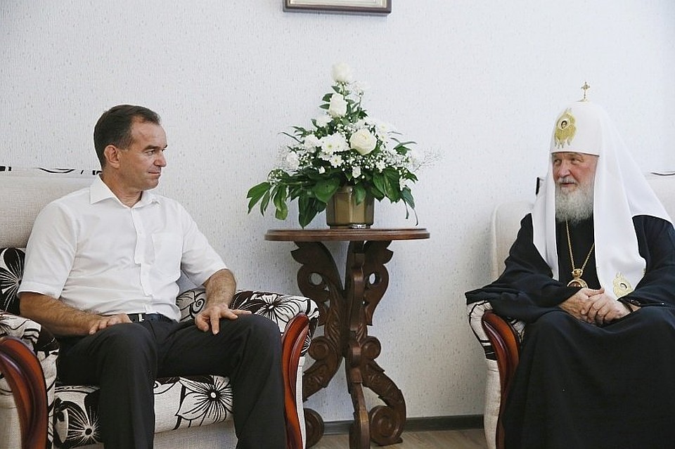 Патриарх Кирилл встретился с Вениамином Кондратьевым. Фото: пресс-служба администрации края