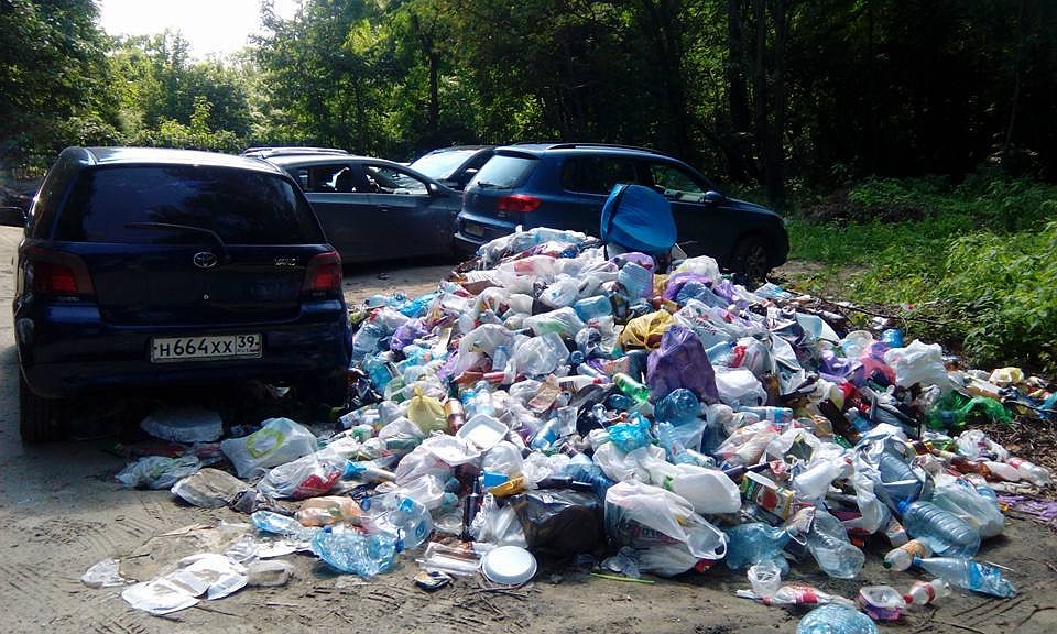 Гора мусора перед въездом на Куршскую косу