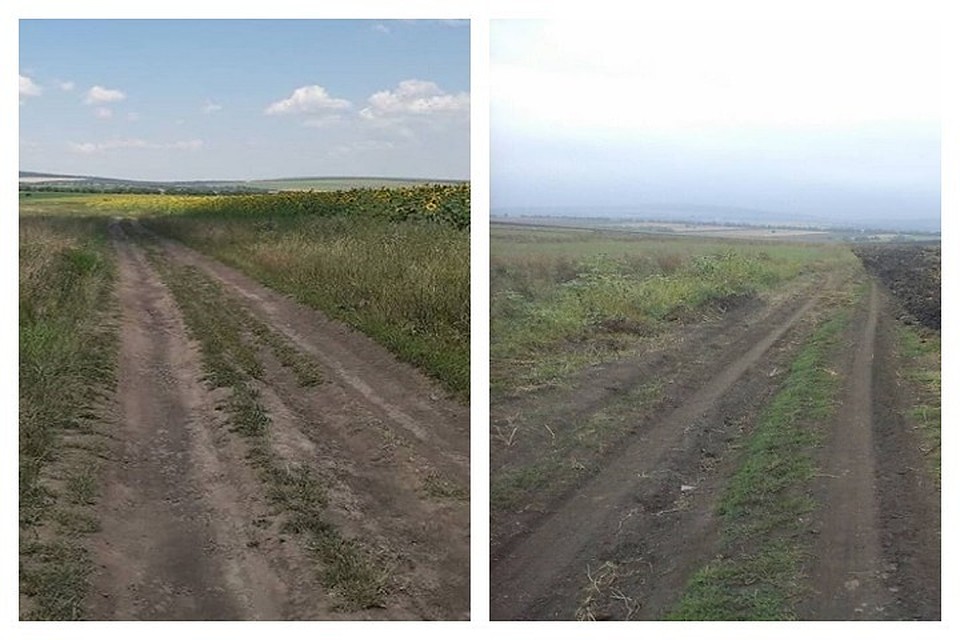 Такой дорога была еще 5 сентября, а такой она стала сегодня. Видите, упирается в пашню, дорога в никуда...
