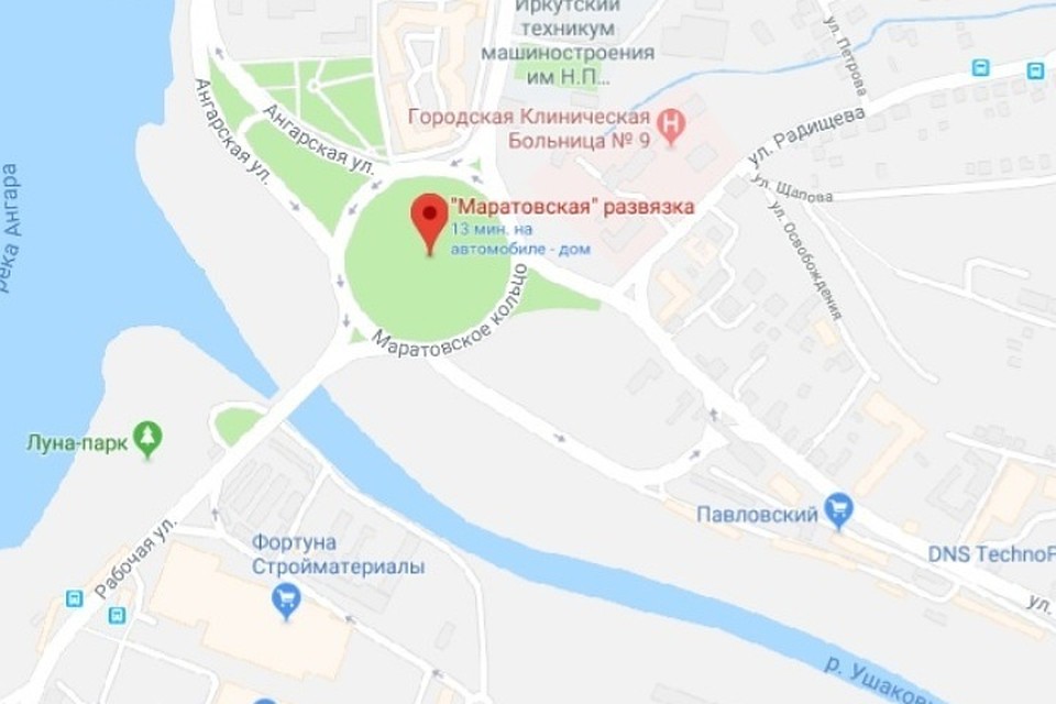Внимание, автомобилисты: схема движения изменится на Маратовской развязке в Иркутске. Фото: Яндекс. Карты