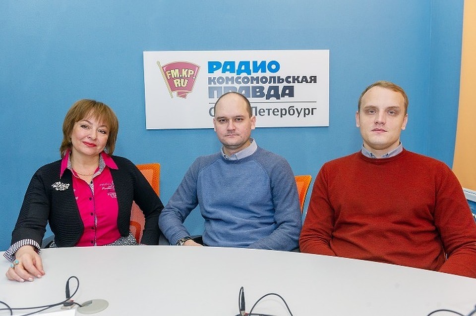 Исследователи родников Ленобласти: Ирина Чернявская, Дмитрий Шилов и Григорий Воронюк в студии радио «Комсомольская Правда в Петербурге»