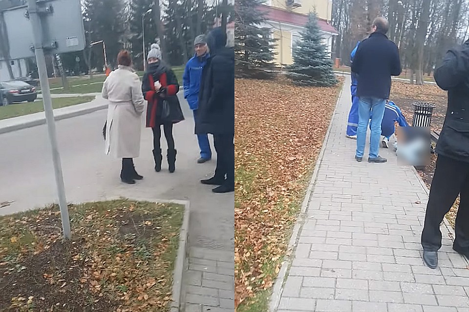 Вначале возле умирающего мужчины собрались посетители больницы, позже подъехали медики.