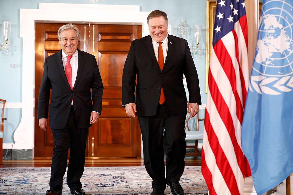 Госсекретарь США Майкл Помпео и генеральный секретарь ООН Антониу Гутерриш