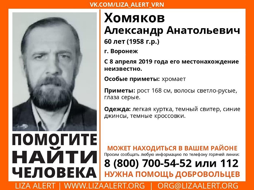 фото со страницы поискового отряда "Лиза Алерт Воронеж" соцсети "Вконтакте"