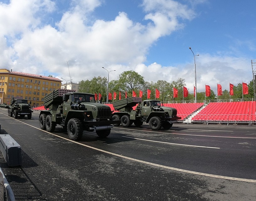 Репетиция прошла с участием военной техники
