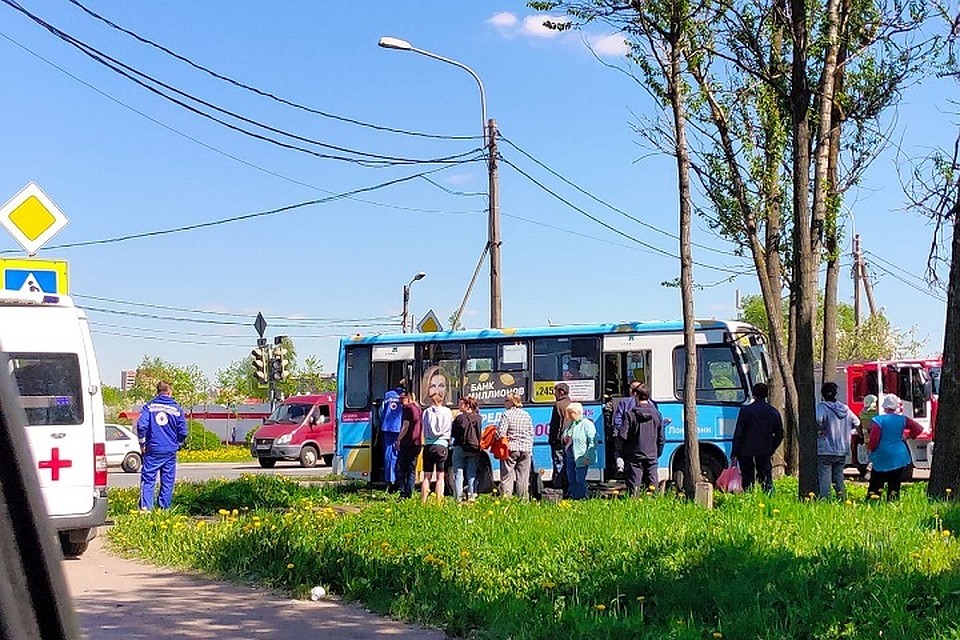 Маршрутка полная пассажиров съехала в кювет и врезалась в дерево в Петербурге