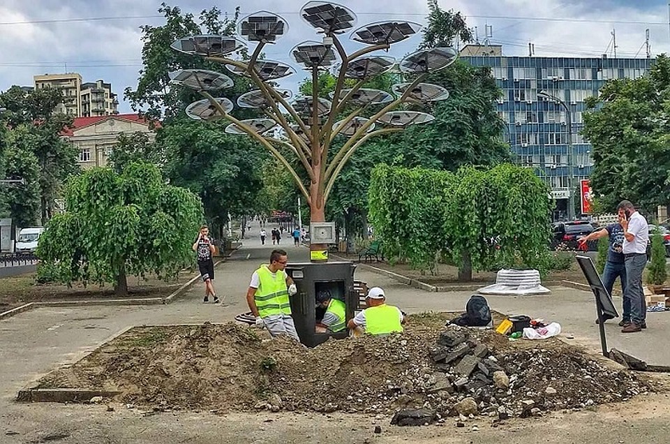 Вот такие "солнечные деревья" "растут" теперь и в Кишиневе. Фото: t.me/cumatru