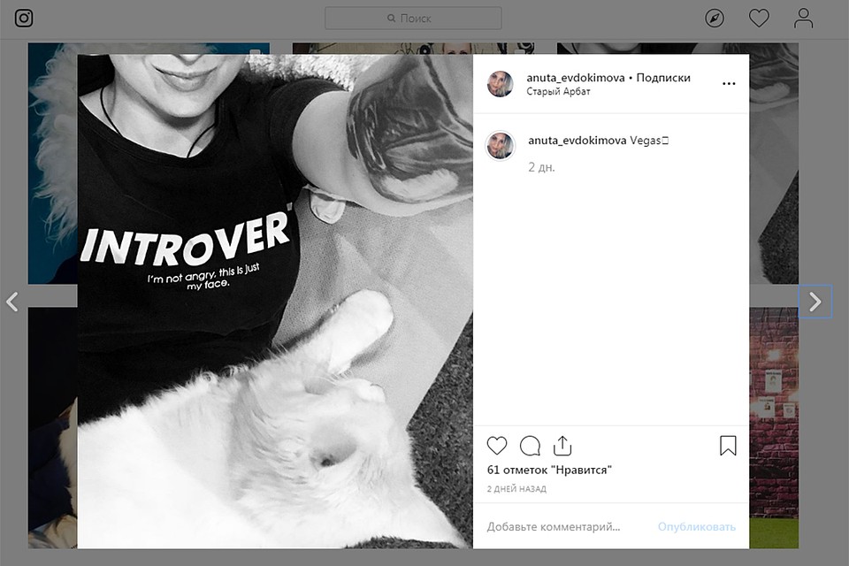 Анна Евдокимова с котом Вегасом