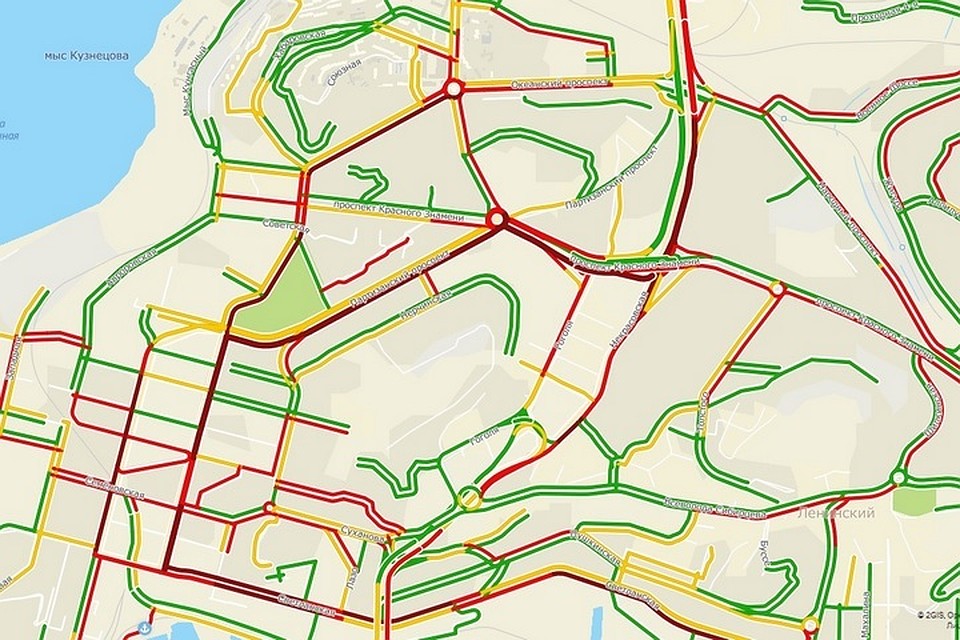 Серьезные пробки отмечаются во всех частях города. Фото: сервис 2gis