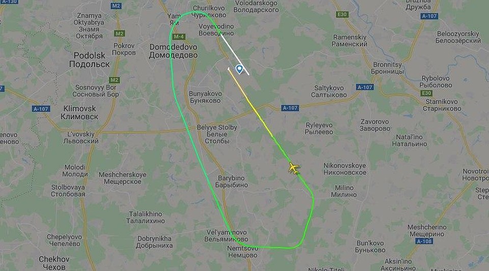Рейс из Домодедово в Домодедово продлился 16 минут / Фото: скриншот FlightRadar
