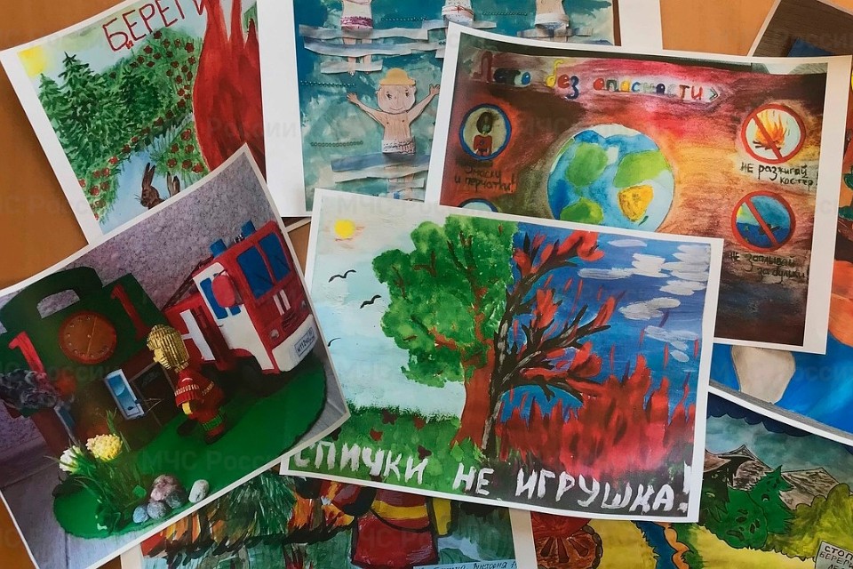 Работы творческого конкурса для детей «Лето без опасности». Фото: ГУ МЧС РФ по Тверской области