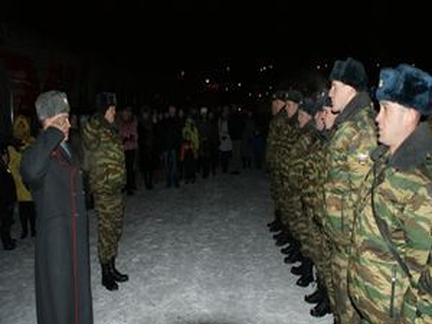 Пковский ОМОН перед отправлением на Кавказ.