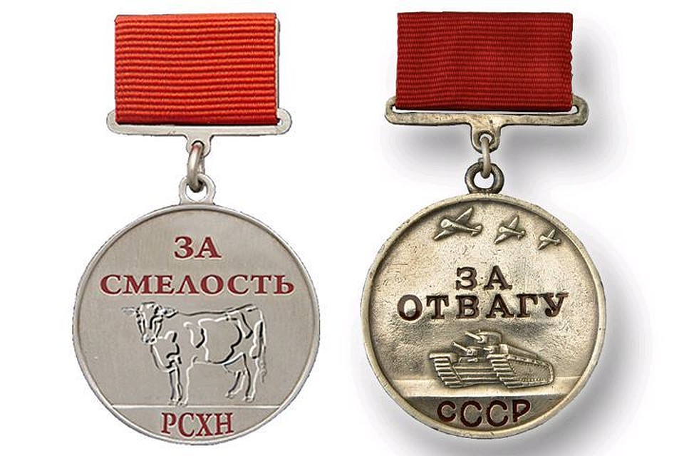 Наградной знак "За честность" и боевая медаль "За отвагу"