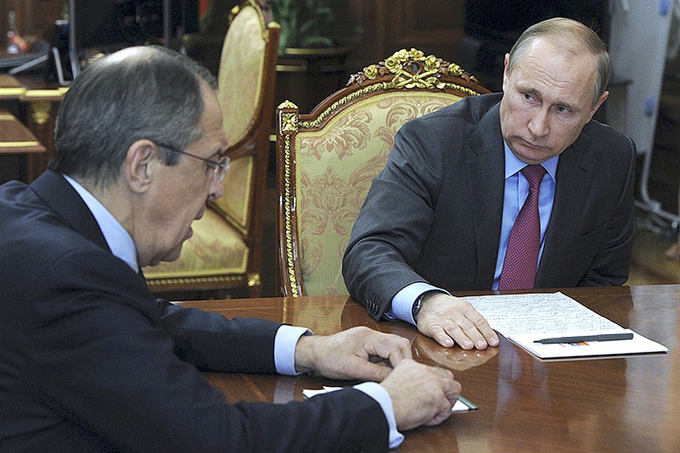 Министр иностранных дел РФ Сергей Лавров на совещании у Владимира Путина. Фото: REUTERS