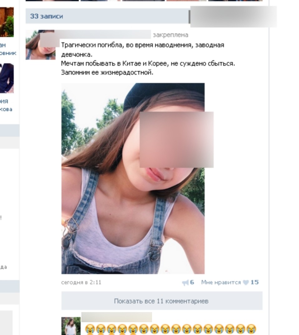 На страницах в соцсетях у маленькой ростовчанки 139 друзей. И все они уже в курсе: кто-то закрепил запись на ее стене. Фото: страница погибшей девочки.