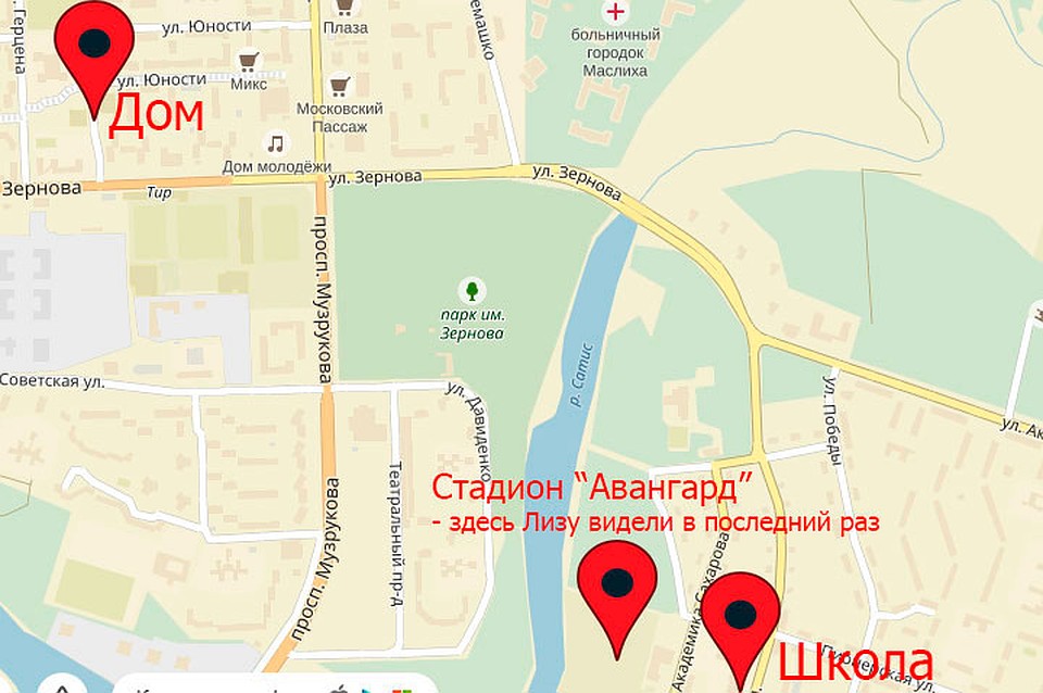 В последний раз Лизу видели около стадиона "Авангард" недалеко от школы.