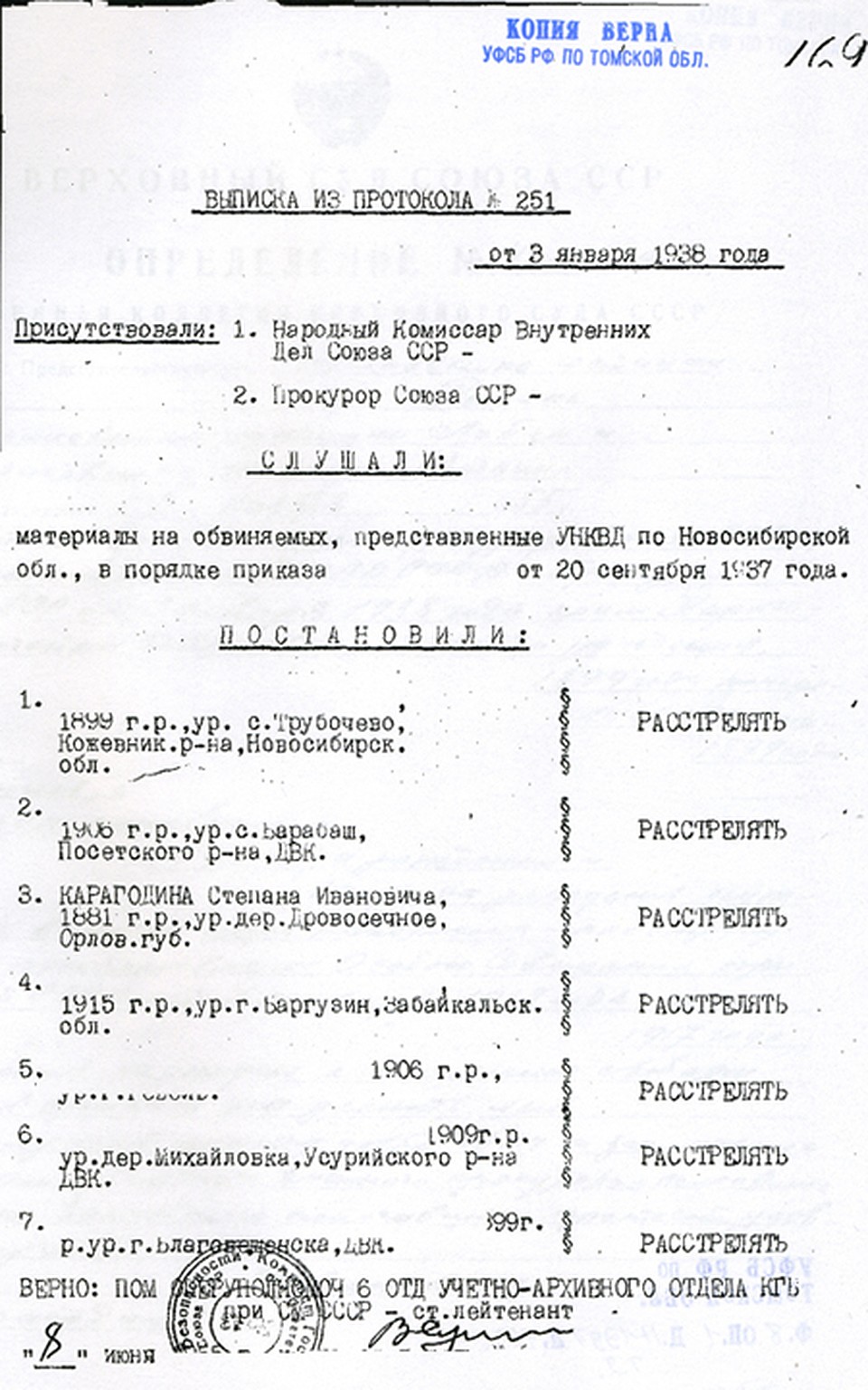 Протокол расстрела. Фото: Денис Карагодин/stepanivanovichkaragodin.org