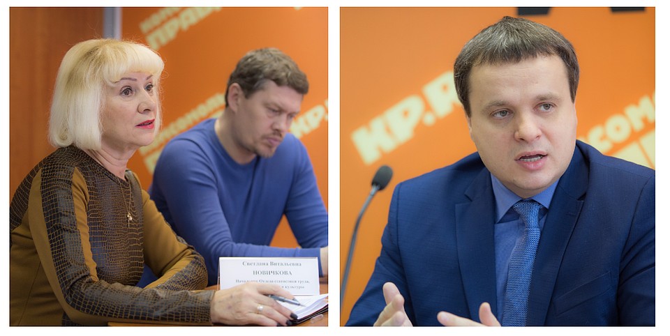 Светлана Новичкова – начальник Отдела статистики труда, науки, образования и культуры Челябинскстата. Александр Шегуров – директор Центра занятости населения Челябинска. Фото: Андрей АБРАМОВ