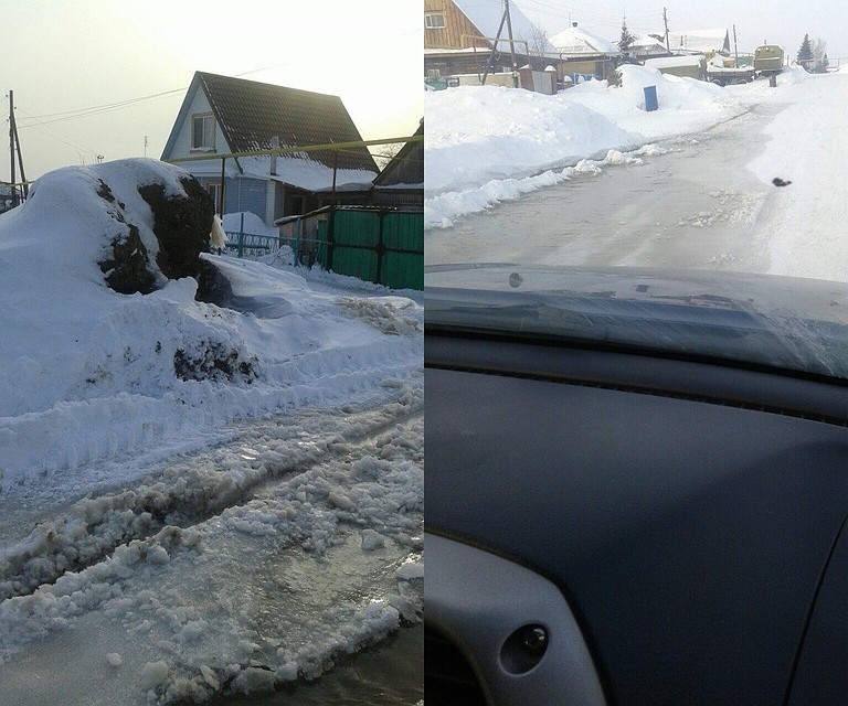 Из-за старого водопровода некоторые дороги Колывани выглядят так...