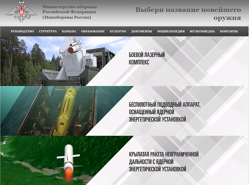 Голосование по названиям проходило на сайте Минобороны РФ.
