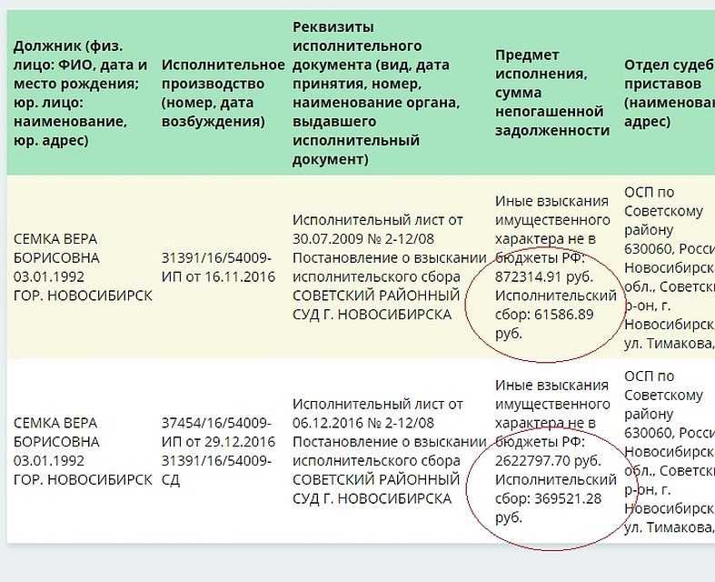 За доходами девушки охотятся и коллекторы, и приставы.