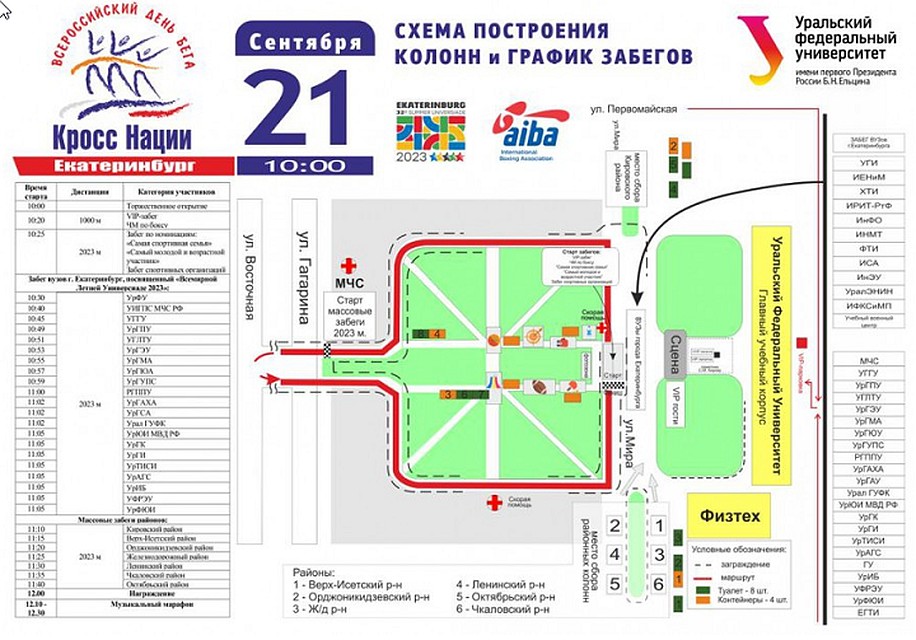 Схема построения участников "Кросса нации". Фото: пресс-служба Администрации Екатеринбурга