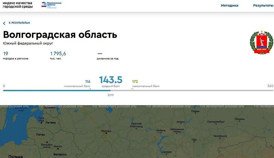 Волгоградская область не дотянула до среднего уровня по стране 20 баллов. Фото с сайта индекс-городов.рф