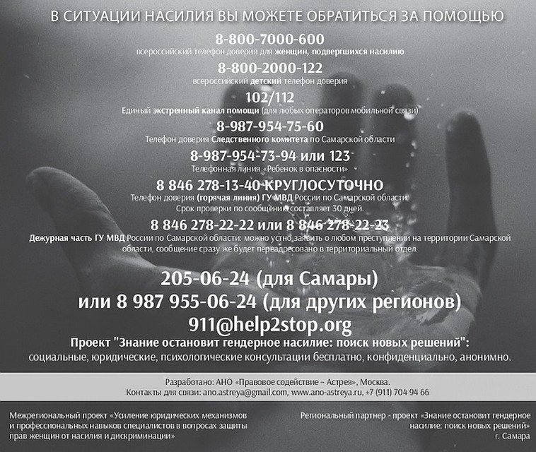 Памятка разработана проектом «Знание остановит гендерное насилие: поиск новых решений»