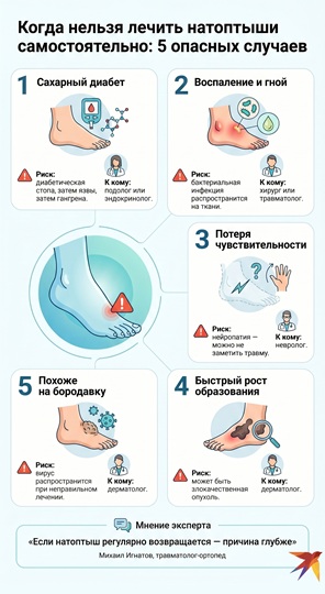 Когда нельзя лечить натоптыши самостоятельно