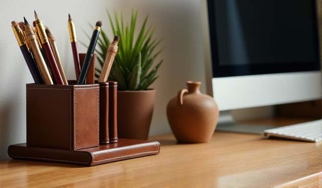 Кожаный органайзер для рабочего стола