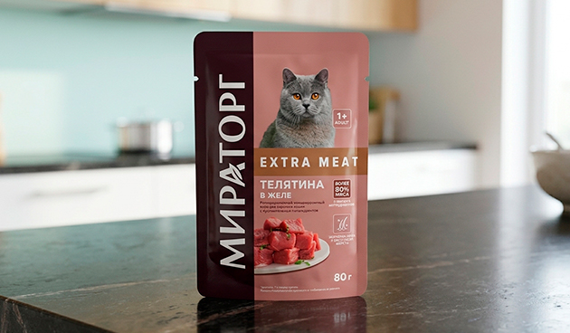 Влажный корм Extra Meat с телятиной в желе — «Мираторг»