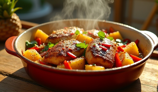 Курица с ананасами в духовке