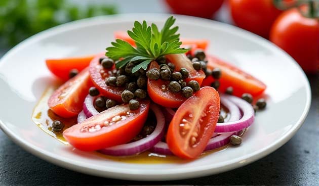 Салат с каперсами и томатами