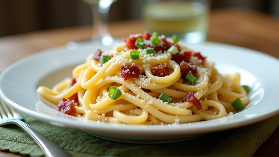 Паста с беконом и сливочным соусом