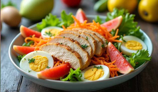 Салат с гуавой и курицей