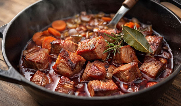 Свинина, тушенная в вине