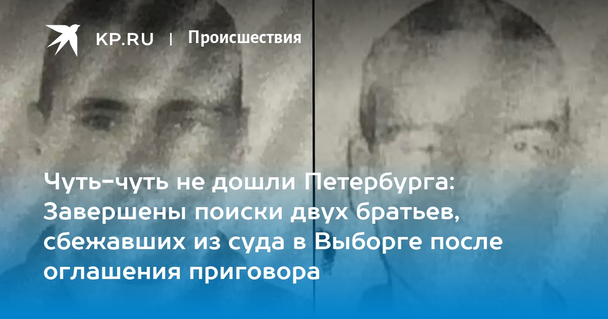 Чуть-чуть не дошли Петербурга: Завершены поиски двух братьев, сбежавших из суда в Выборге после оглашения приговора - Vimarsana News