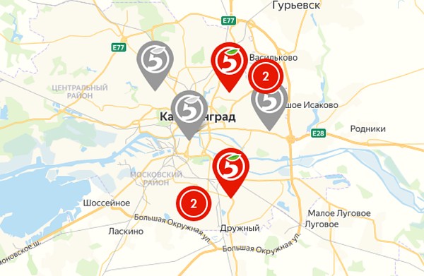 Москва адреса пятерочки на карте