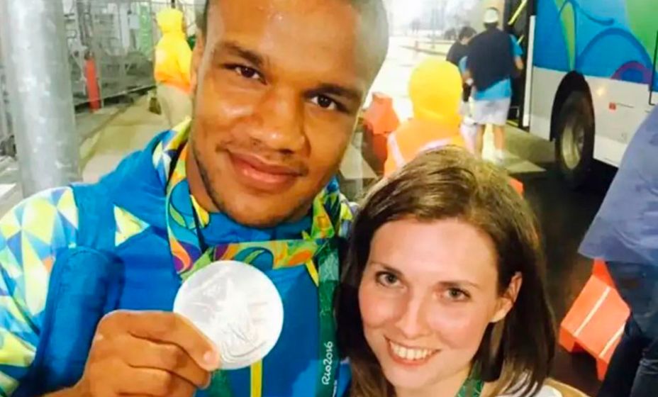 Украинский спортсмен Жан Беленюк и российская журналистка Ольга Скабеева. Фото: Telegram-канал Ольги Скабеевой